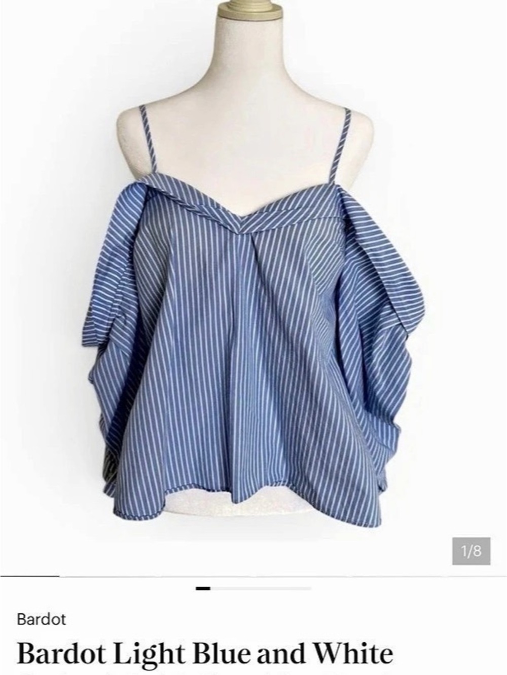 Bardot Light Blue and White Striped Cold-Shoulder Cami & White Striped